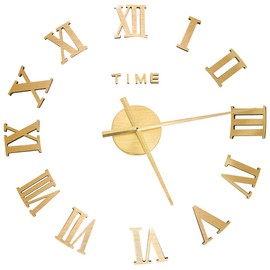 vidaXL 3D Wall Clock Modern Design Decorative Extra Large Decorative Wall Clock Wall Sticker Decoration Analogue Clock Living Room DIY Eva Golden 100 cm XXL