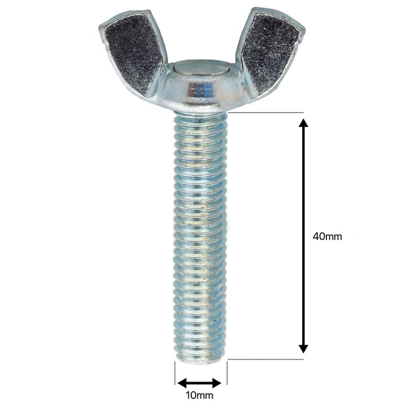 M10 (10mm x 50mm) Butterfly Wing Screws Thumb Screws Wing