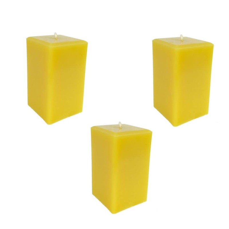 Candlestock Handmade Beeswax Square Dripless Unscented Pillar Candle - Set