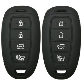 2Pcs Coolbestda Rubber 4 Buttons Key Fob Remote Cover Case Protector Keyless Jacket Shell for 2019 2020 2021 2022 2023 Hyundai Kona Santa Fe Elantra GT Veloster Accent Venue