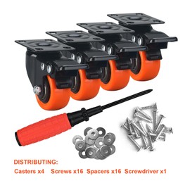 YIUBCZOQI 2” Caster Wheels 2 inch Heavy Duty Casters Wheels with Brake 360 Degree Rotation Top Plate Swivel for Furniture, Table and Toolbox, 600 Pounds Capacity Black Casters Set of 4