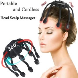 Ultra Scalp Massager, Electric Octopus Claw Scalp Massager Head Massager Scalp Stress Relax, 8 Vibrating Contacts, 3 Modes, Gift for Friends And Family (Black)