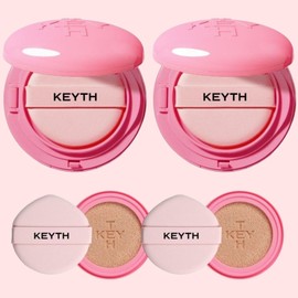 KEYTH Colored Pink Magnet Cushion Foundation Original 15g 2p + Refill 15g 2p Set, 02 Light Beige, 1 piece / KEYTH 컬러드 핑크 마그넷 쿠션 파운데이션 본품 15g 2p + 리필 15g 2p 세트, 02라이트베이지, 1개