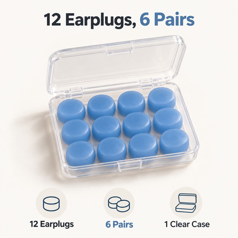 Silicone Ear Plugs for Sleeping – 12 Pcs (6 Pairs)