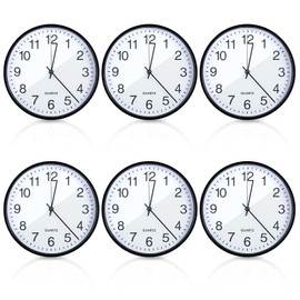 Batiyeer Silent Wall Clock Bulk 10 Inch Non Ticking Modern Wall Clocks Battery Operated Round Clock for Home Office Kitchen Classroom School Living Room Decor (Black,6 Pcs)