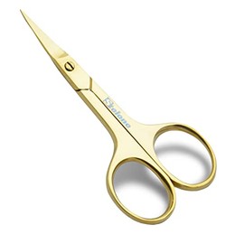 Tijeras profesionales de aseo – Tijeras de cejas – Tijeras pequeñas curvadas de acero inoxidable para manicura y belleza para mujeres (dorado)