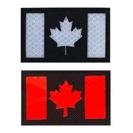 Antrix 2 Pack Canada Flag Tactical IR Reflective Patches Hook and Loop Fastener Canadian Maple Emblem Patch,Military Uniform Army Motorcycle Biker Patches for Coat Vest Jacket Backpack