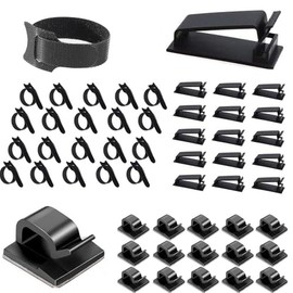 Lumbor37 Clips Organizador de Cables Autoadhesivo, 50 Piezas Clips Adhesivos para Cables, Soportes de Cable Autoadhesivos, Administracin de Cables... 