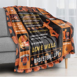 Basketball Blanket Basketball Gifts for Teens, Flannel Soft Warm Plush Sport Basketball Throw Blanket for Girls Boys Teens Kids Basketball Lovers All Season Couch Sofa Bed Living Room Decor 50"x60"