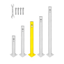 Safety Bollards, Heavy Duty Yellow 4.5" Steel Post, Reflective Tape, Includes 4 Anchor Bolts,Perfect for Indoor/Outdoor Use (1, Yellow/Black Tape, 42 inches)