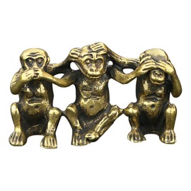 3 Wise Monkeys Statue for Home Decor Accents, Bronze Hear no Evil See no Evil Speak no Evil Figurine, Gold Modern Table Decor Monkey for Home Office Decoration