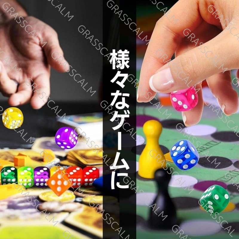 GRASSCALM 50 Pieces 10 Transparent Colors 14mm Dice with Exclusive