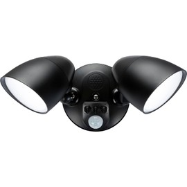 Knightsbridge 110-230V IP65 Twin Head Black 20W Security Floodlight with PIR, Sensor, CCT and Manual Override, SL20CCTB