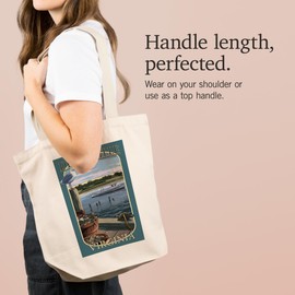 Lantern Press Deltaville, Virginia, Blue Crab and Oysters on Dock, (100% Cotton Canvas Reusable Tote Bag)