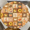 Casuru Fall Round Fitted Tablecloth with Elastic Pumpkin Maple Leaf