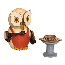 Kuhnert - Decoration / Wooden Figure - Mini Owl with Grill - Approx. 7 cm - Made in Germany