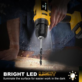 20V Cordless Drill/Driver, Electric Screwdriver - 2 Batteries, 45Nm, 2 Speed, Keyless 3/8" Chase with LED Light