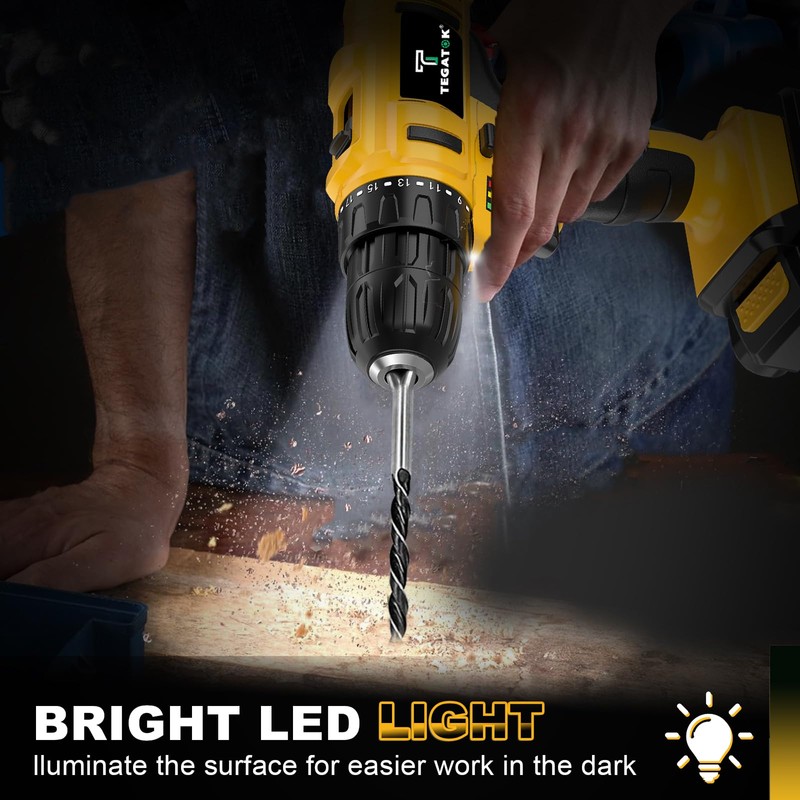 20V Cordless Drill/Driver, Electric Screwdriver - 2 Batteries, 45Nm, 2