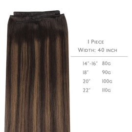 WENNALIFE Sew in Hair Extensions Real Human Hair, 22 Inch 110g Balayage Dark Brown to Chestnut Brown Machine Weft Hair Extensions Human Hair Hand Tied Weft Hair Extensions Sew In