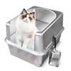 Aothey Stainless Steel Litter Box with Metal Lid and Scoop
