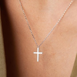 RMMD Women's Cross Necklace - 18K White Gold Plated Cross Chain Necklace Women Cross for Women Girls Birthday Jewellery Gifts Style 5