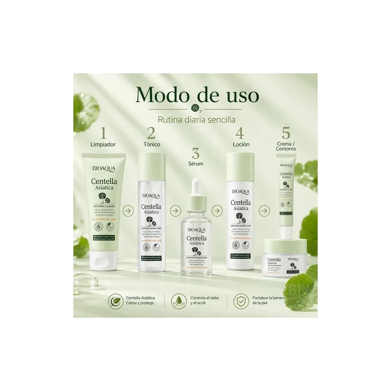 Kit Facial Centella Asiática Suaviza Regenera Hidrata 6 Pza