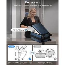 LUGGEX Carry On Luggage 22x14x9 Airline Approved, Expandable Polycarbonate Suitcase with Front Pocket (Red, 20 Inch, 35L)