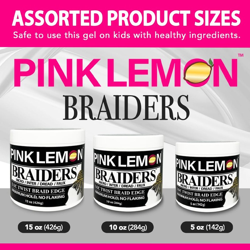 PINK LEMON Braiders - Maximum Hold, No Flaking, Long Lasting