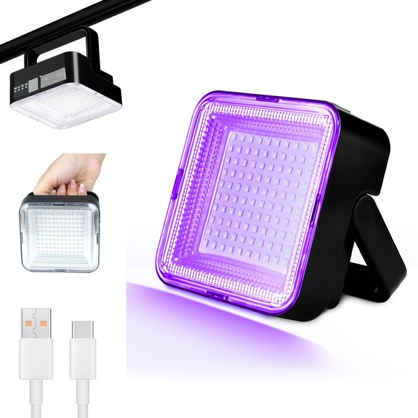 WINNIW Rechargeable Black Light, Dimmable UV Light, 120 LED Ultraviolet