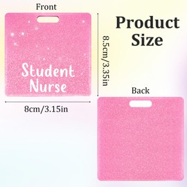 Pink Student Nurse Badge Glitter Nurse Badge Buddy Horizontal Id Name Identification Tags Accessories for Women Coworkers Resident Nurses Aesthetic