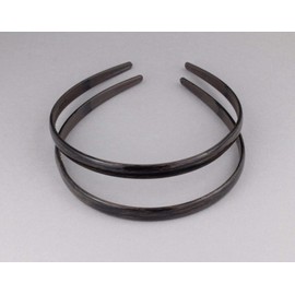 Black Brown headband 2 pack brushed painted look plastic hair grip teeth skinny