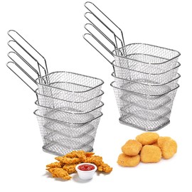 BUENTYA Pack of 8 Small Stainless Steel Frying Baskets for Serving Chip Baskets Mini Fryer Basket Fryers Serving Basket French Frying Basket with Handle Chip Grid Mini for Frites