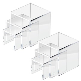 2 Sets Clear Acrylic Display Risers, Jewelry Display Riser Shelf Showcase Fixtures (3"x4"x5")