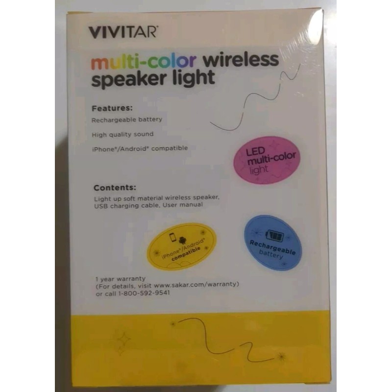 Vivitar Multi-Color Wireless Speaker Light Dog New Sealed