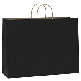 BagDream 100Pcs 16x6x12 Inches Kraft Paper Bags with Handles Bulk Gift Bags Shopping Bags for Grocery, Merchandise, Party, 100% Recyclable Large Black Paper Bags