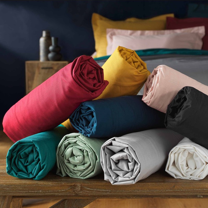 douceur d'intérieur, Fitted Sheet (160 x 200 cm) Lina Emerald,