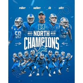 SPORTSPHOTOSUSA 2023 Detroit Lions NFC North Division Champions 8x10 Team Composite Photo
