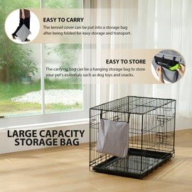 VERABE 600D Dog Crate Cover, Waterproof Pet Kennel Cover with Storage Bag, Dog Cage Cover Fit for 36 Inch Wire Crate, 36 Inches, Gray (Cover Only)
