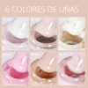 Set De 6 Esmaltes De Uñas Con Glitter Crema Xeijayi