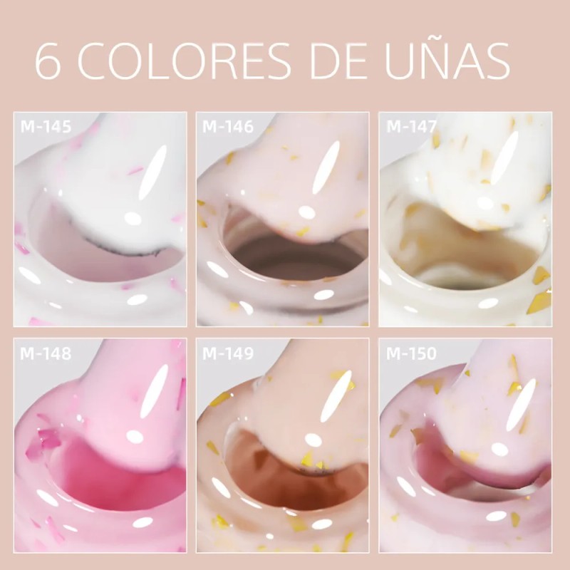 Set De 6 Esmaltes De Uñas Con Glitter Crema Xeijayi