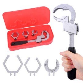 LONTOM Multifunctional Faucet Wrench Pipe Wrench Set, Adjustable Wrench Set Wide Opening Spanner with Replacement Heads, Universal Sink Faucet Wrench Plumbing Tools for Bathroom Kitchen Garden
