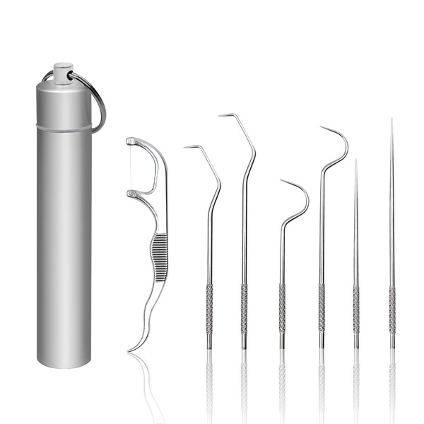 LNSYSNS Stainless Steel Toothpick, 7-Piece Teeth Cleaning Set, Comes with