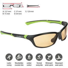 SWISSEYE Sportbrille Drift, inkl. Mikrofaserbeutel, Black matt/Green, One Size
