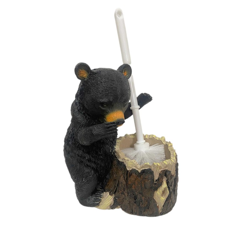 BGBWBFBR Whimsical Black Bear Toilet Brush Holder Set - Unique