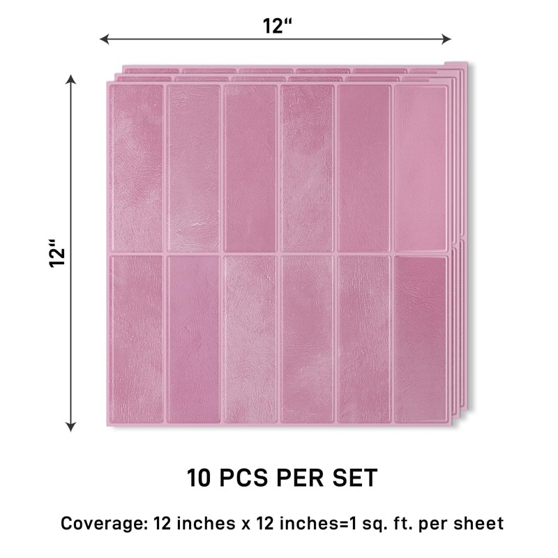 VaryPaper Pink Peel and Stick Backsplash for Kitchen 10 Sheets