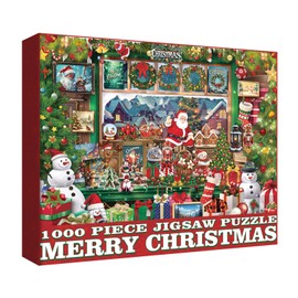 Christmas Holiday Puzzle for Adults 1000 Pieces, Santa Claus Store Jigsaw Puzzle, Winter Christmas Ornament Puzzle