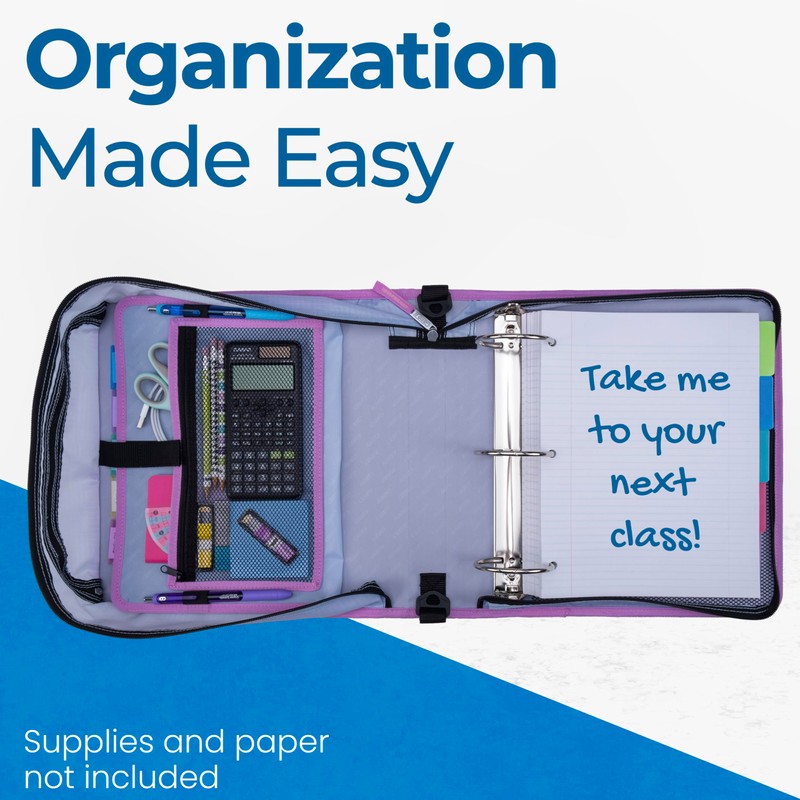 Case-it Mighty Zip Tab School Zipper Binder | 3-Inch O-Rings,