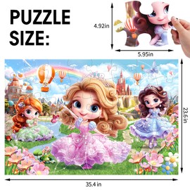 Jumbo Floor Puzzle for Kids,48 Piece Princess Large Jigsaw Puzzles,Puzzle for Toddler Ages 3-5,Preschool Educational Intellectual Development Toy Gift for Boys & Girls Ages 4-8