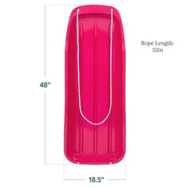 Best Choice Products 48in Kids Outdoor Plastic Sport Toboggan Winter Snow Sled Board Toy w/ Pull Rope - Color: Pink