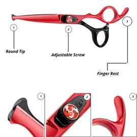 Wishbeauty Professional Hair Scissors - Hair Cutting Scissors Professional - 6.5” Overall Length - Razor Edge Barber Scissors for Men and Women - Premium Shears for Hair Cutting (Red & Black)